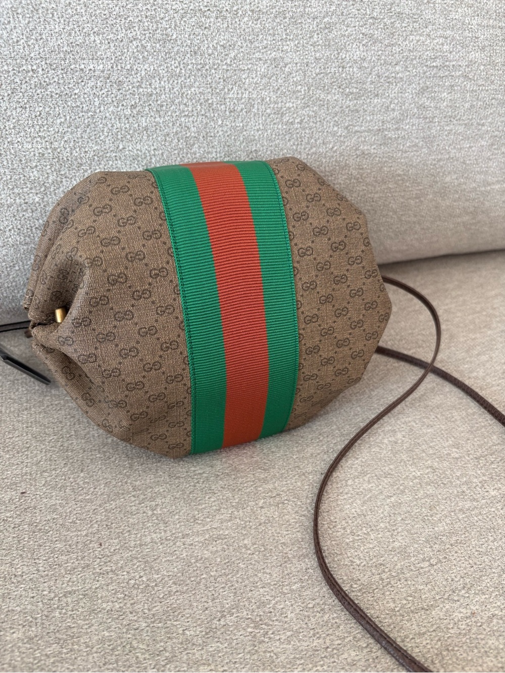 Gucci Brown GG Supreme Web Stripe Butterfly Crossbody Bag - Picture 5 of 6